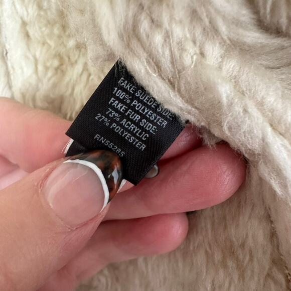 Express-Shearling Moto Jacket-Tan Faux Suede/Fur-XS-Cozy Winter Outerwear - Picture 5 of 6